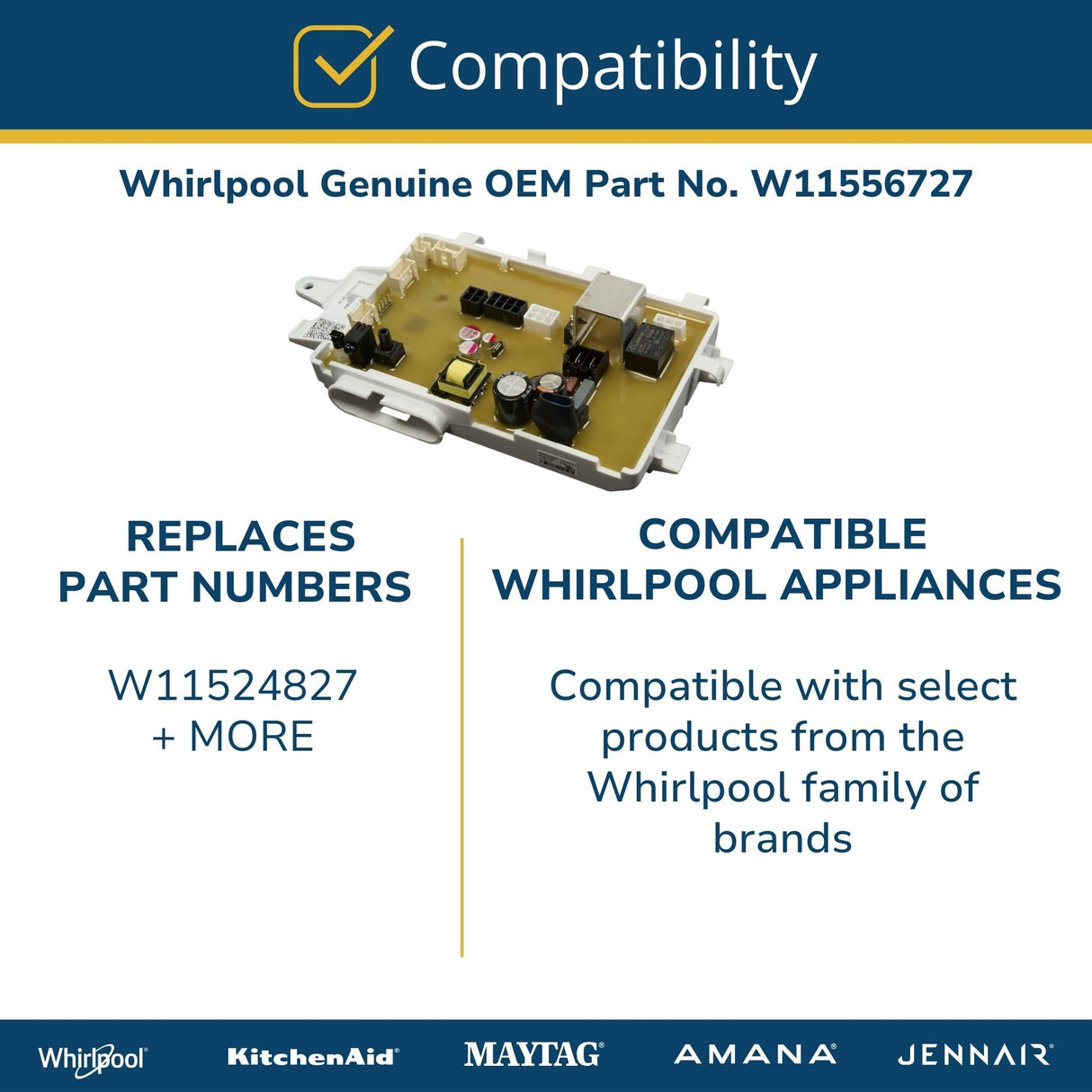Whirlpool W11556727 Genuine OEM Top Load Washer Electronic Control Board