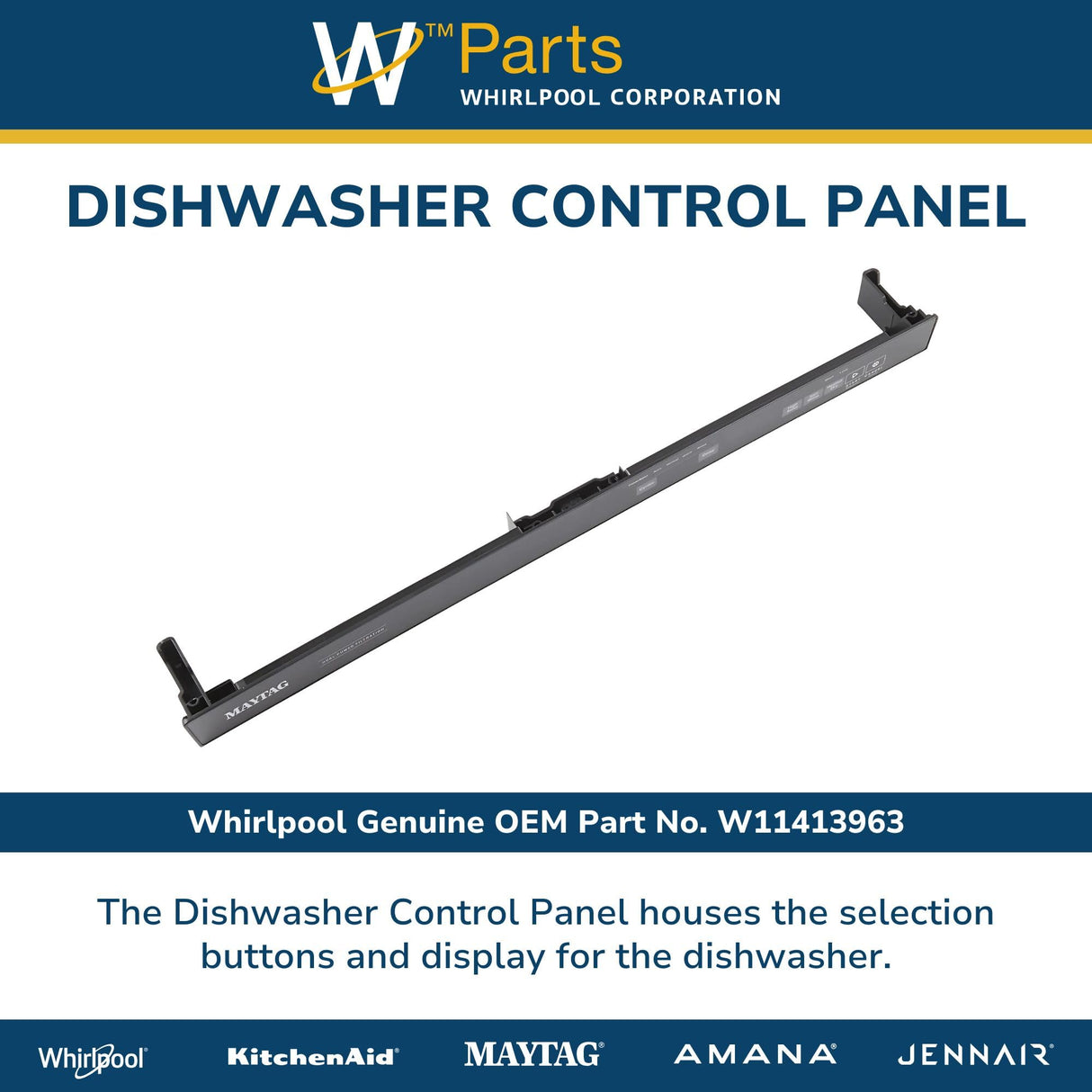 Whirlpool W11413963 Genuine OEM Dishwasher Control Panel