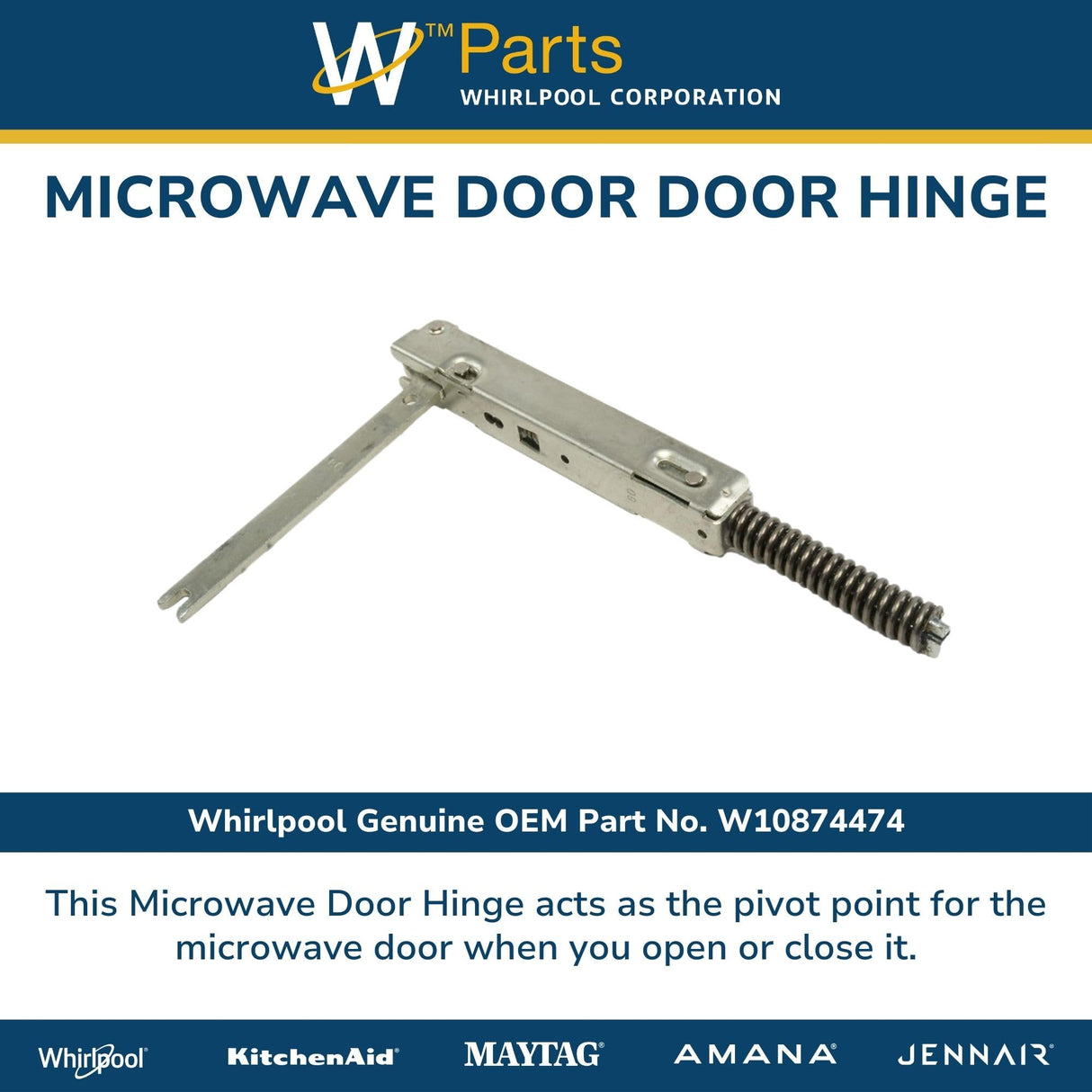 Whirlpool W10874474 Genuine OEM Microwave Door Door Hinge Replacement Part