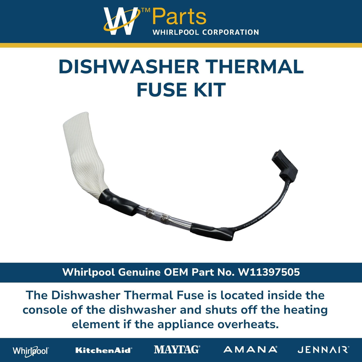 Whirlpool W11397505 Genuine OEM Dishwasher Thermal Fuse Kit Replacement Part - Replaces W11371962
