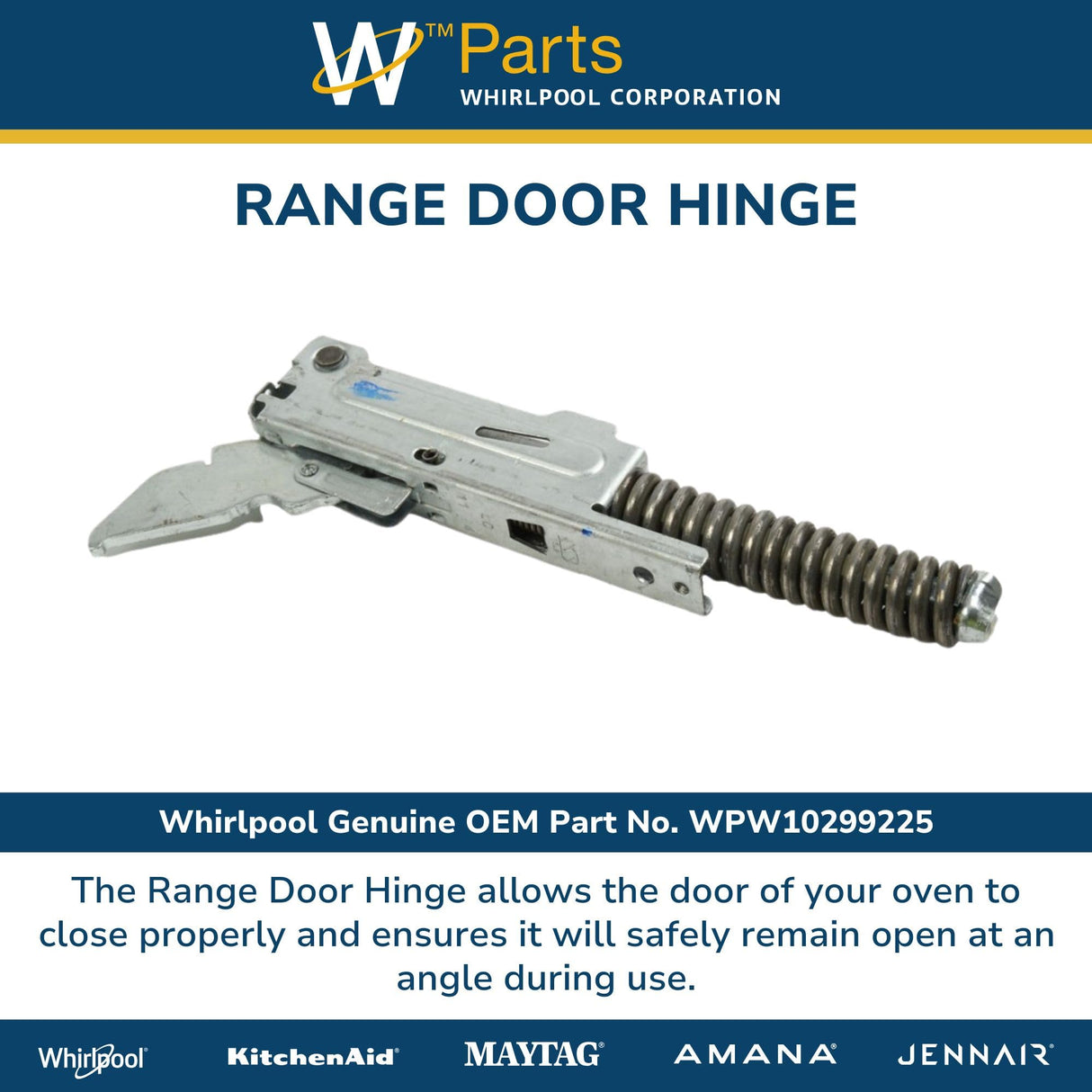 Whirlpool W10299225 Range Oven Door Hinge Genuine Original Equipment Manufacturer (OEM) Part