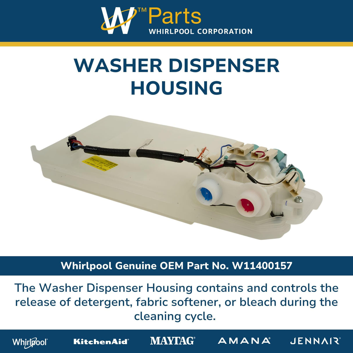 Whirlpool W11400157 Genuine OEM Washer Dispenser Housing