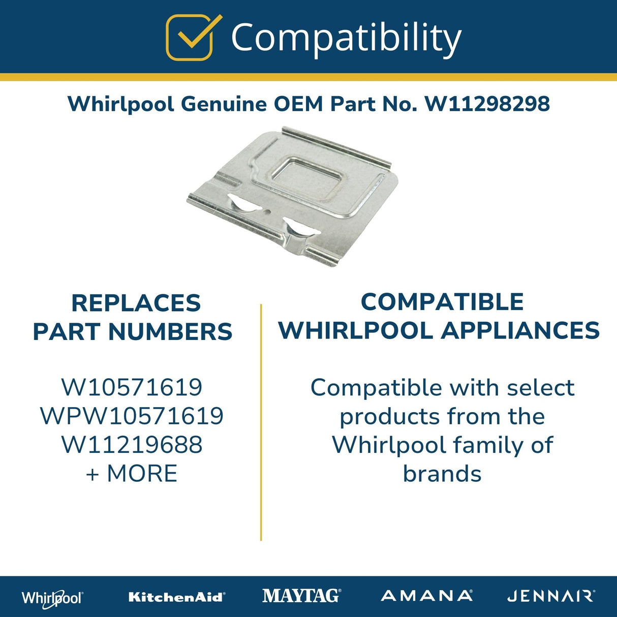 Whirlpool W11298298 Dryer Terminal Block Cover Genuine Original Equipment Manufacturer (OEM) Part