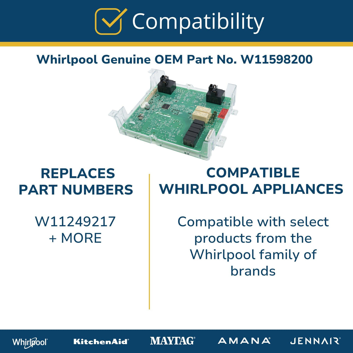 Whirlpool W11598200 Genuine OEM Wall Oven Control Board