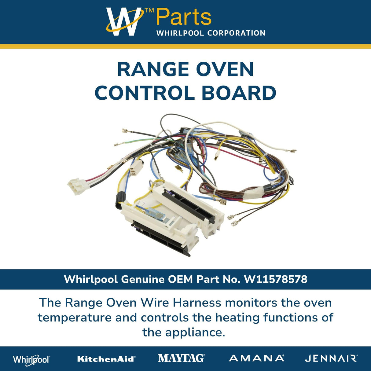 Whirlpool W11578578 OEM Range Oven Control Board, White