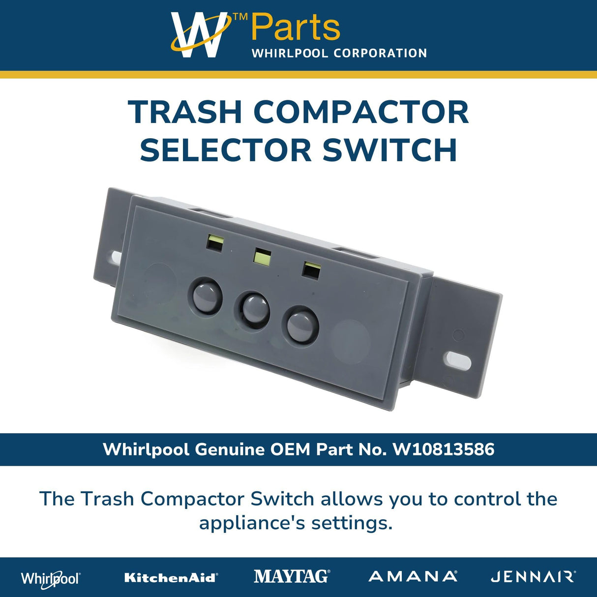 Whirlpool W10813586 OEM Trash Compactor Selector Switch