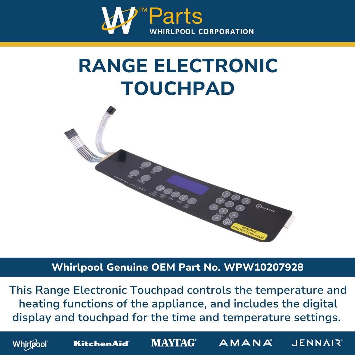 Whirlpool WPW10207928 Genuine OEM Range Electronic Touchpad