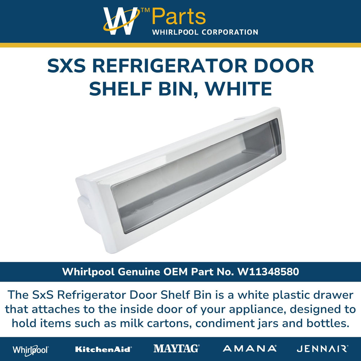 SxS Refrigerator Door Shelf Bin, White