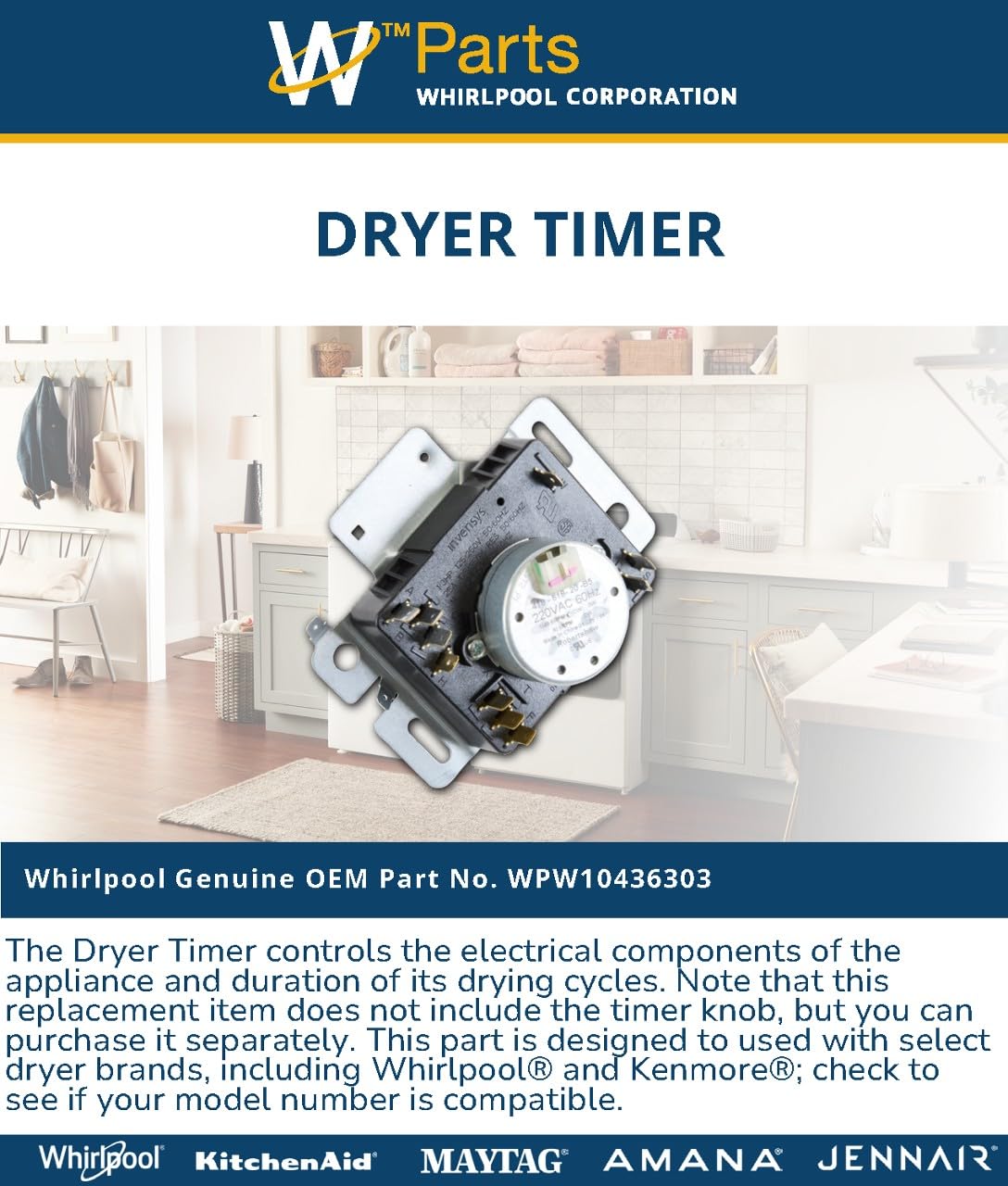 Whirlpool WPW10436303 Genuine OEM Dryer Timer