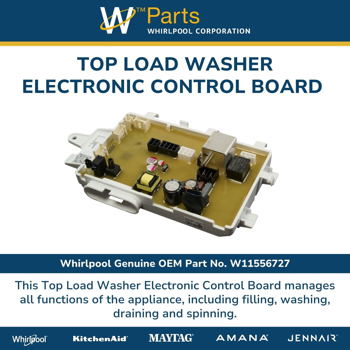 Whirlpool W11556727 Genuine OEM Top Load Washer Electronic Control Board