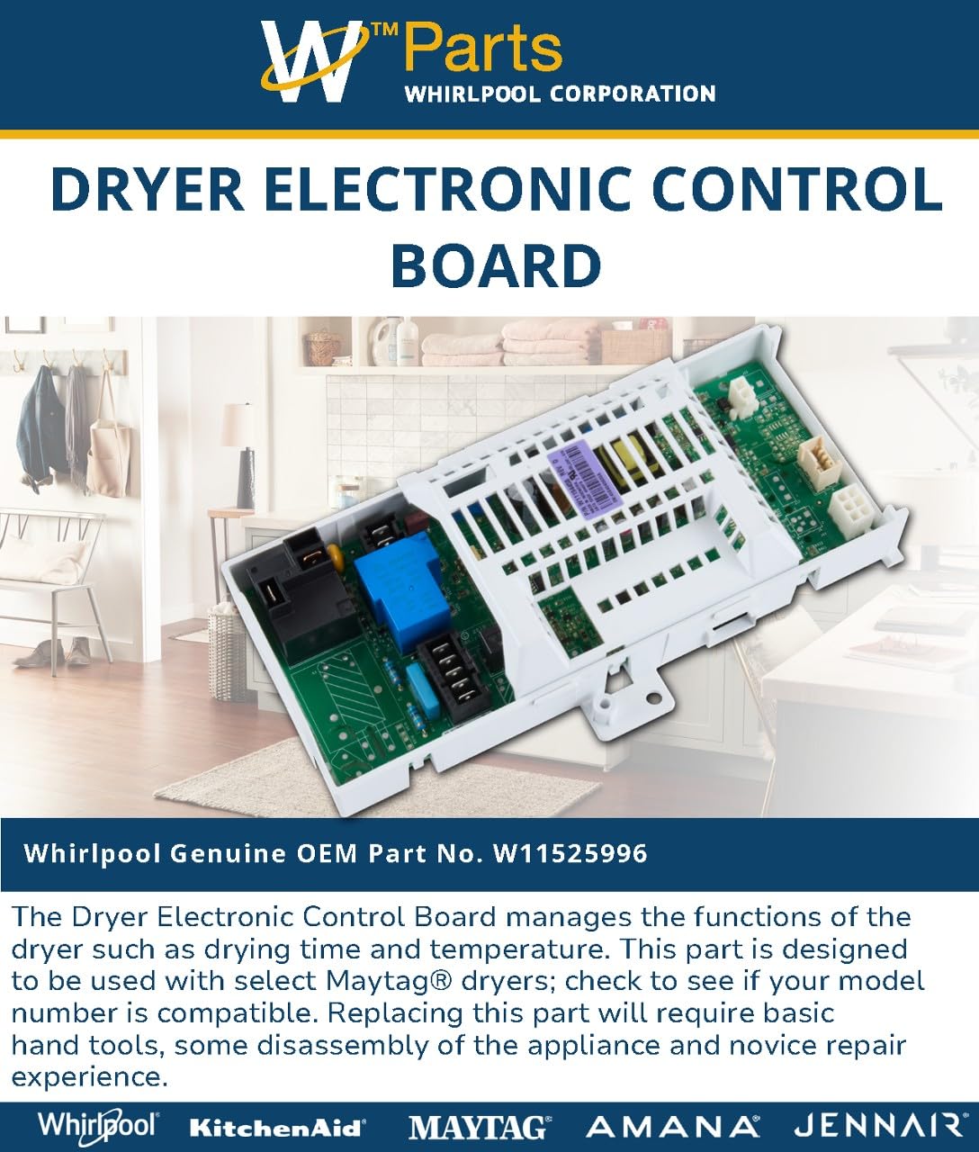 Whirlpool W11525996 Genuine OEM Dryer Electronic Control Board