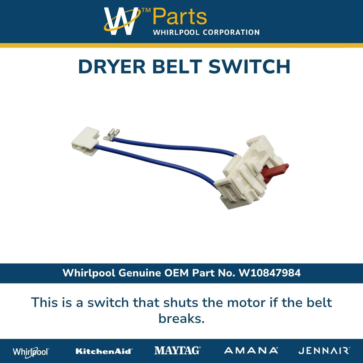 Whirlpool W10847984 Genuine OEM Whirlpool W10847984 Genuine OEM Dryer Belt Switch Replacement Part