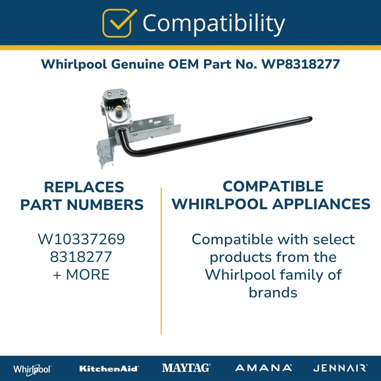 Whirlpool WP8318277 Genuine OEM Dryer Gas Valve Assembly Replacement Part - Replaces W10337269 and 8318277