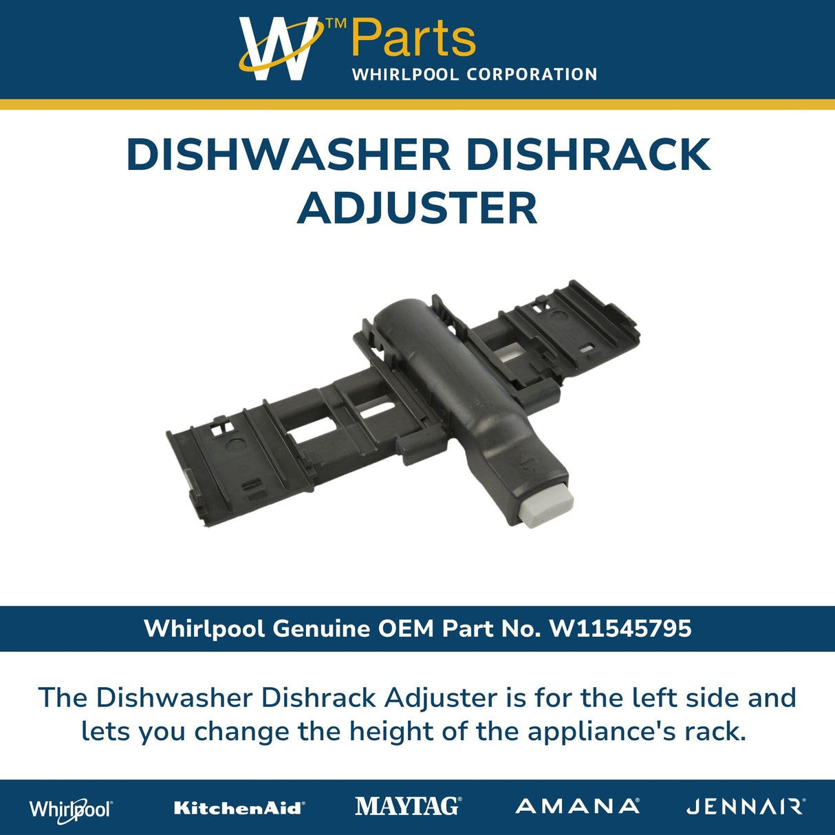 Whirlpool W11545795 Genuine OEM Dishwasher Dishrack Adjuster Replacement Part - Replaces W11268105
