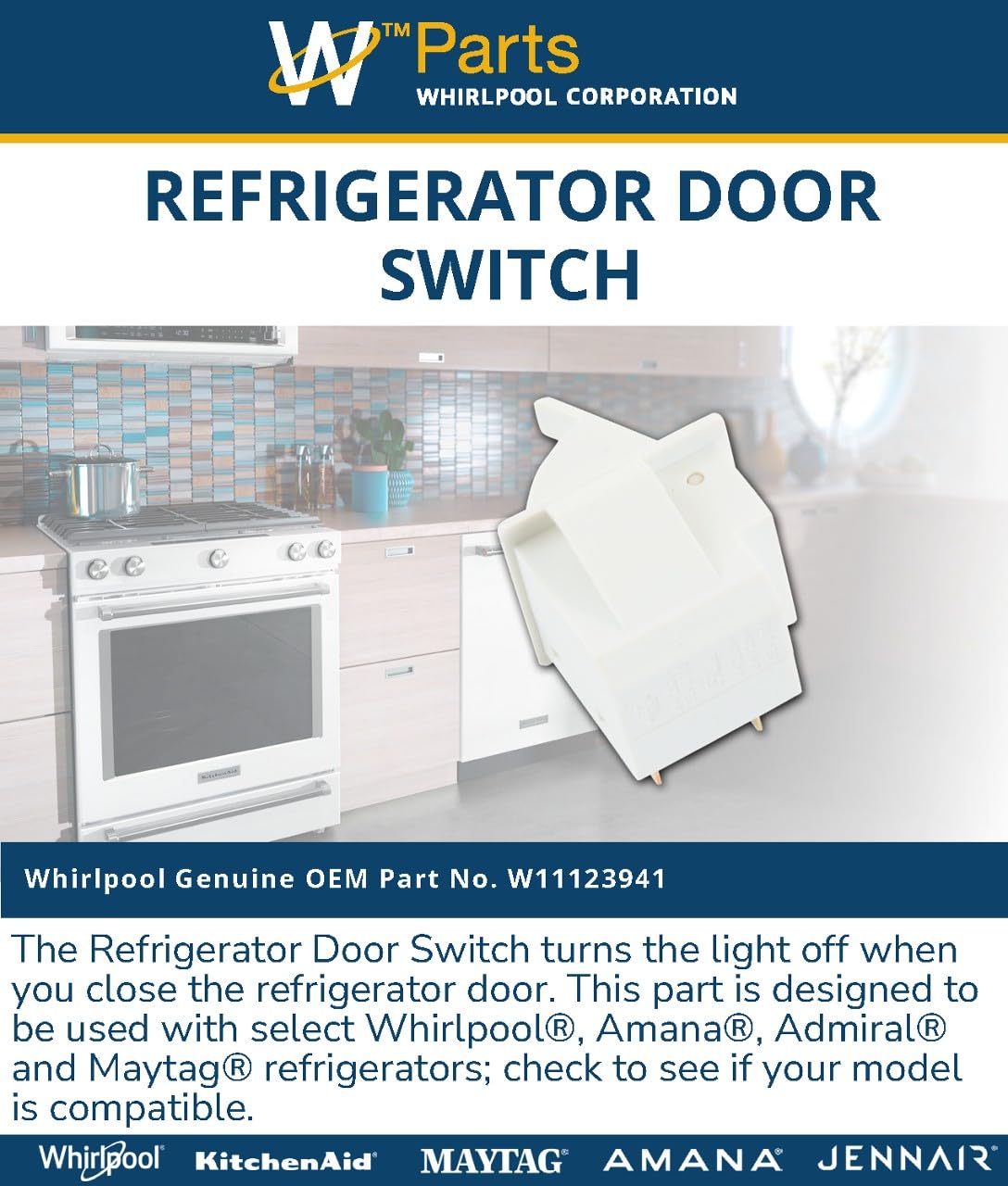 Whirlpool W11123941 OEM Refrigerator Door Switch