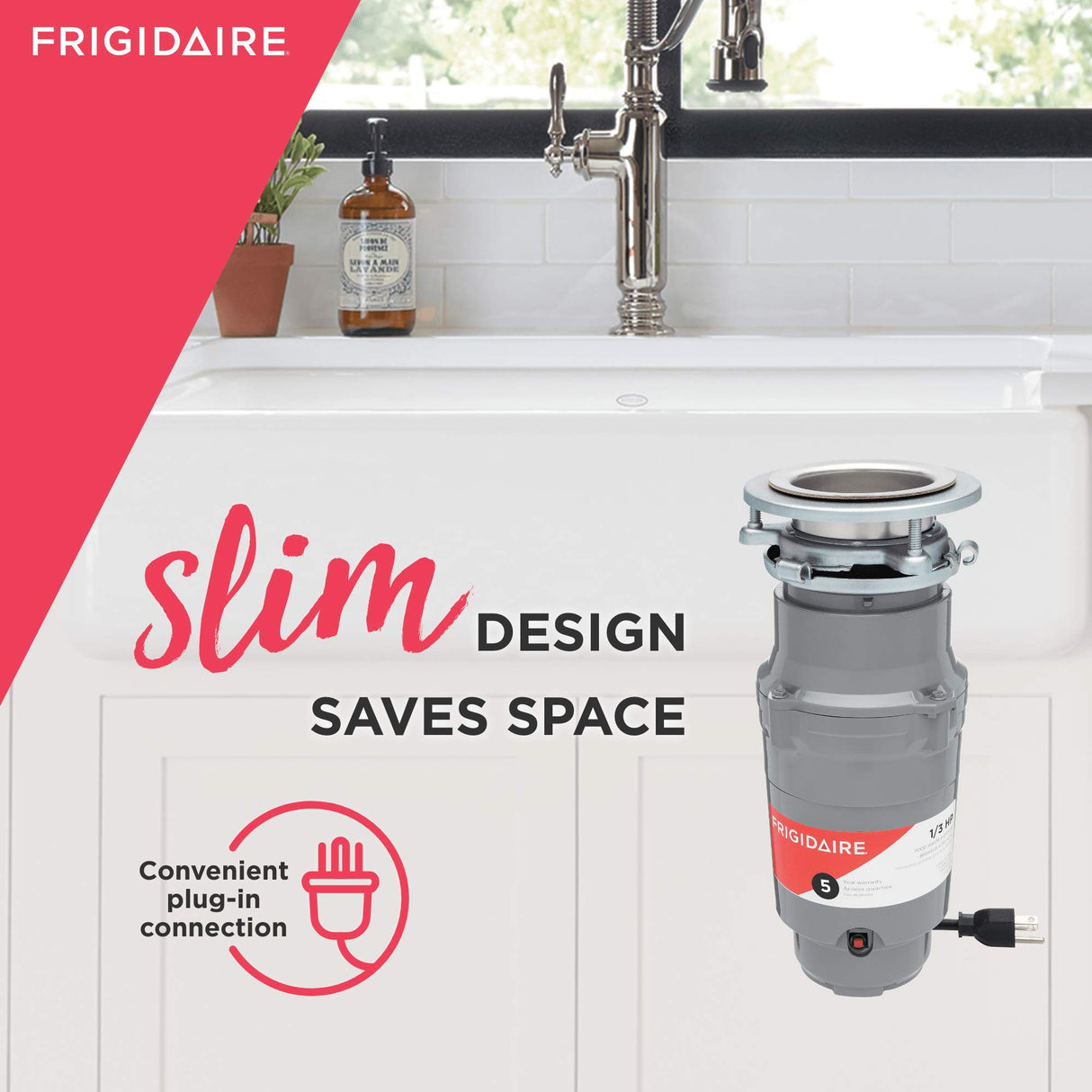 Frigidaire 1/3 HP Corded Garbage Disposal for Kitchen Sinks | FF03DISPC1