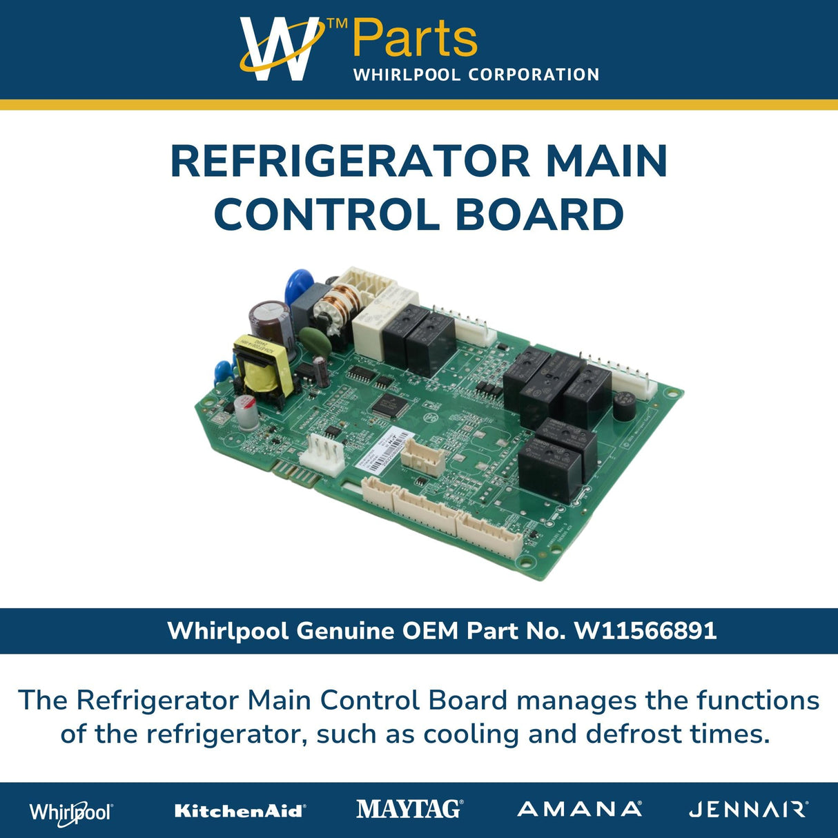 Whirlpool W11566891 Genuine OEM Refrigerator Main Control Board