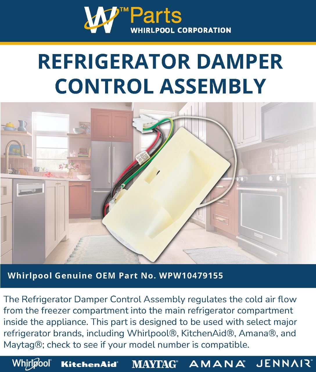 Whirlpool WPW10479155 Genuine OEM Refrigerator Damper Control Assembly