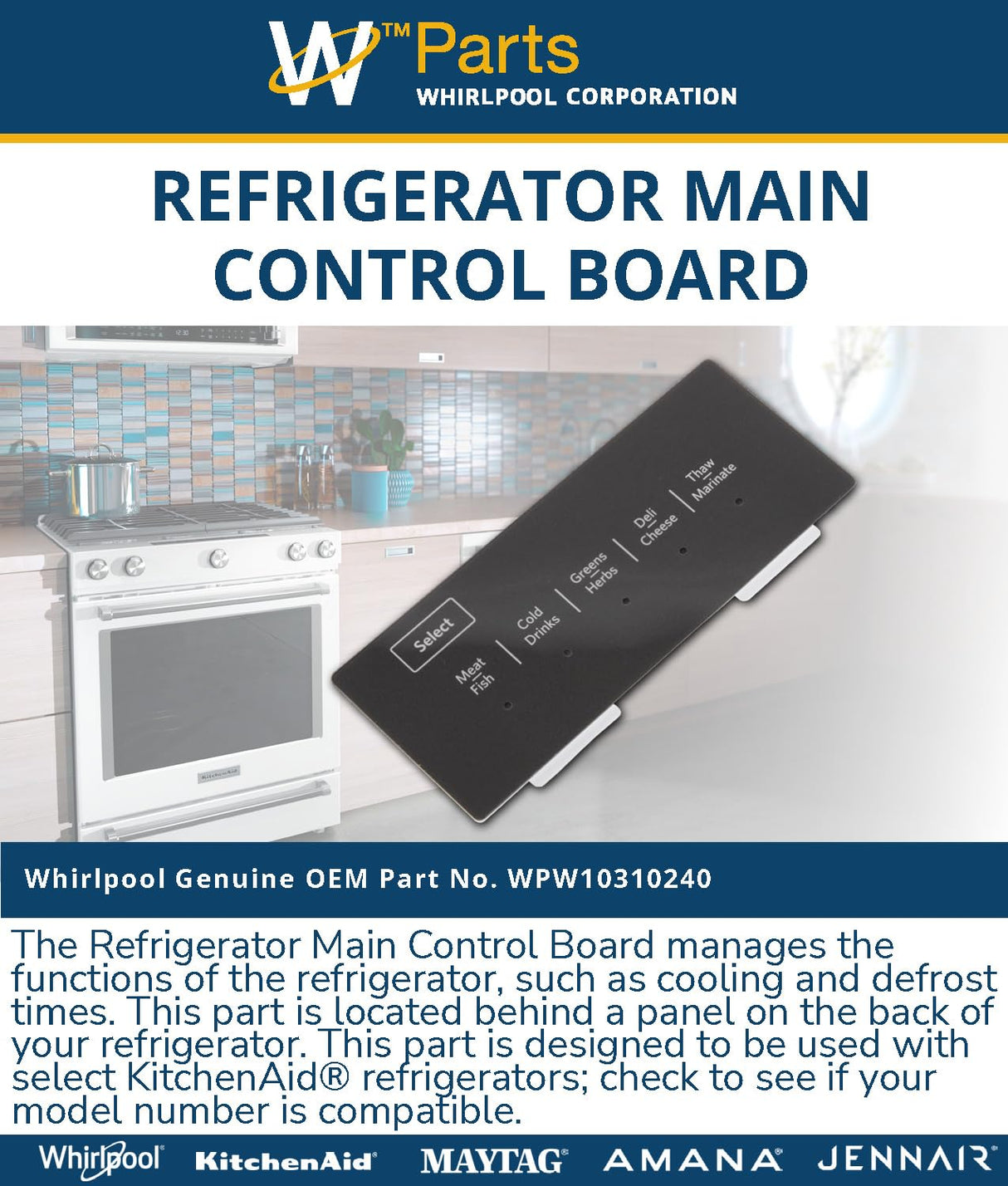 Whirlpool WPW10769076 Genuine OEM Refrigerator Main Control Board