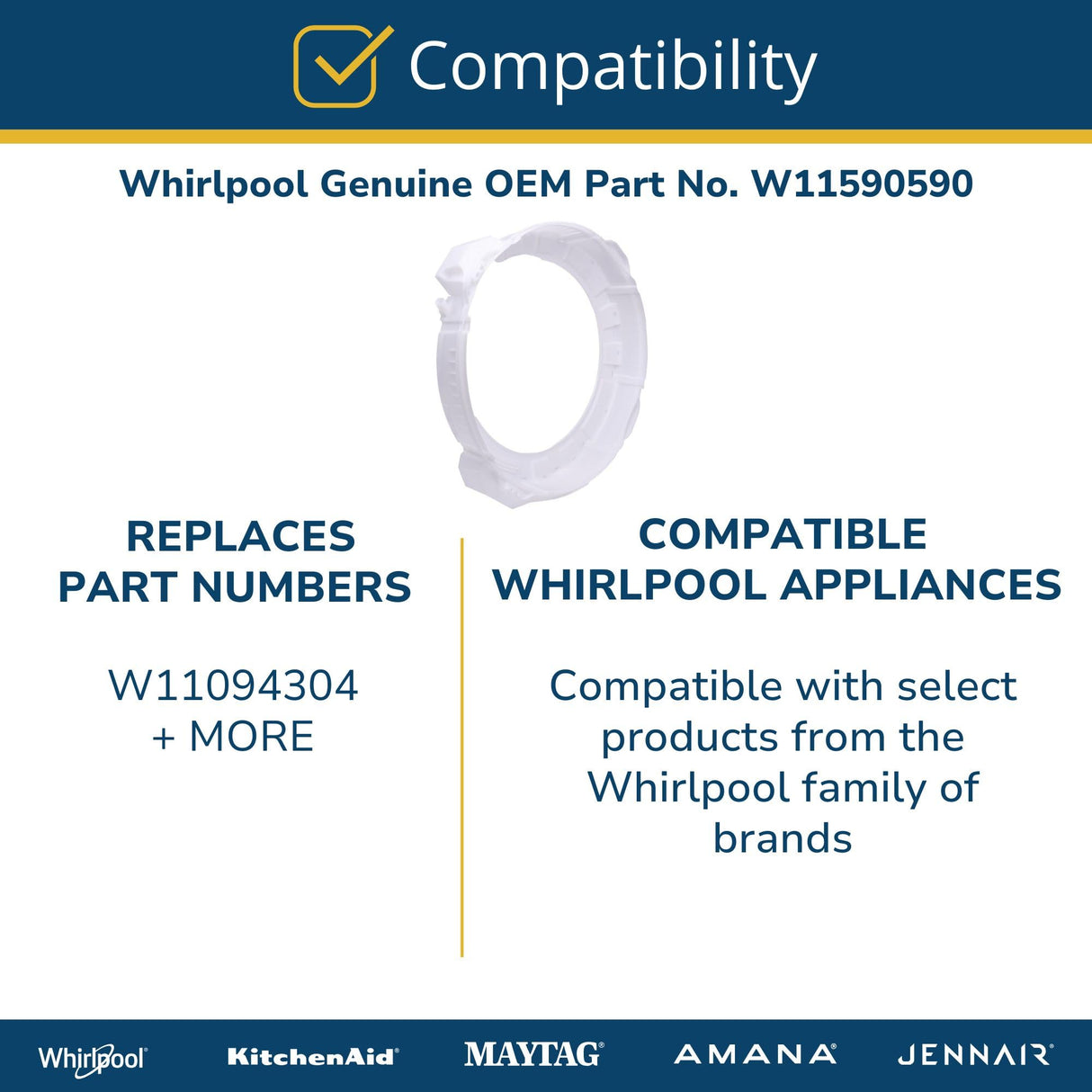 Whirlpool W11590590 Genuine OEM Washer Tub Ring