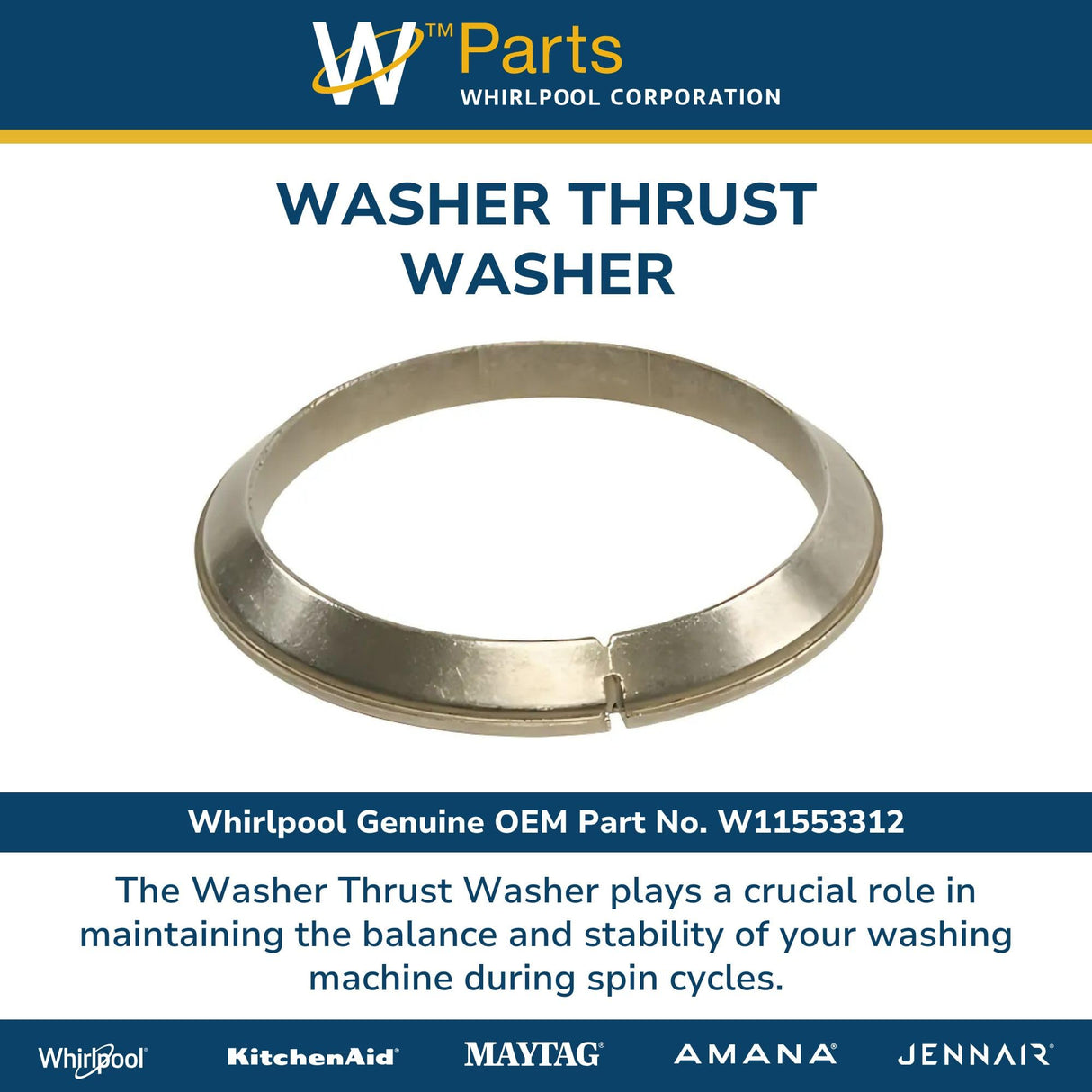 Whirlpool W11553312 OEM Thrust Washer