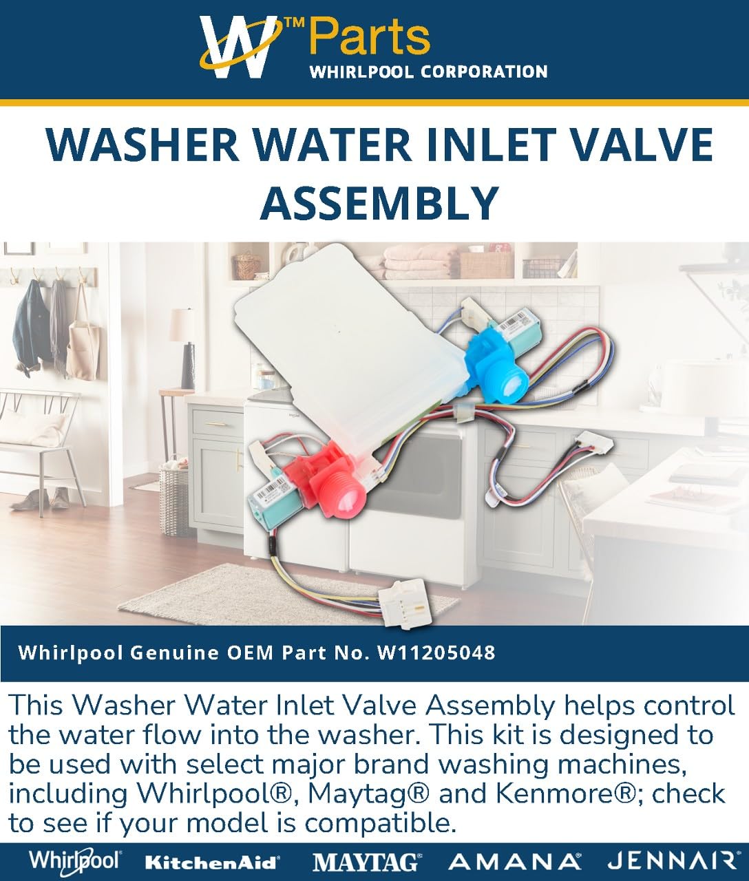 Whirlpool W11205048 Genuine OEM Washer Water Inlet Valve Assembly
