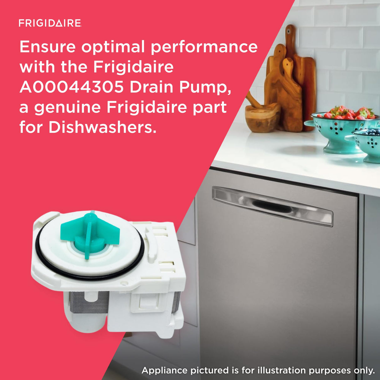 Frigidaire A00044305 Dishwasher Drain Pump Original Equipment (OEM) Part, White