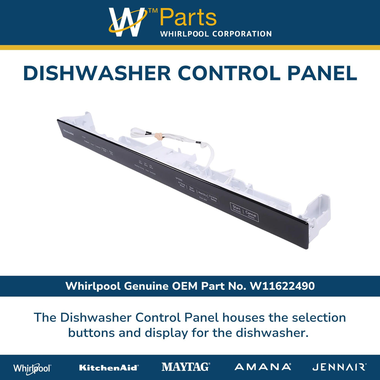 Whirlpool W11622490 Genuine OEM Dishwasher Control Panel