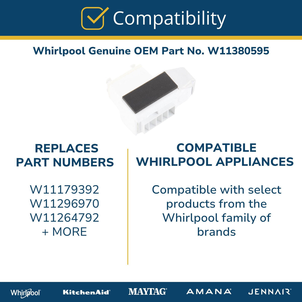 Whirlpool W11380595 Genuine OEM Refrigerator Damper Control Assembly
