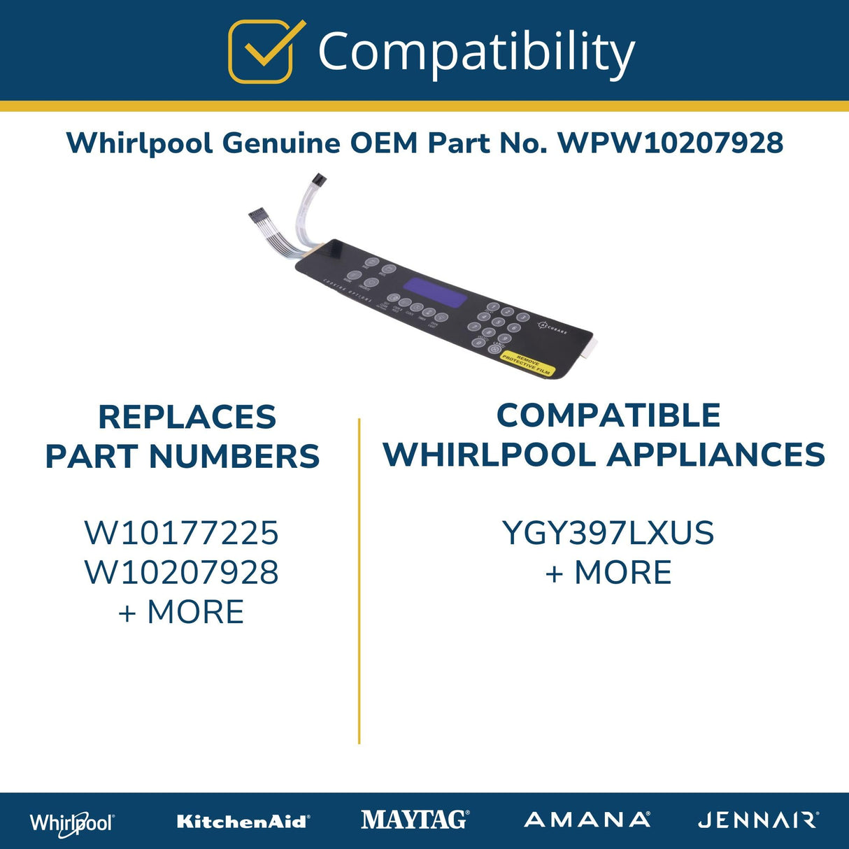 Whirlpool WPW10207928 Genuine OEM Range Electronic Touchpad