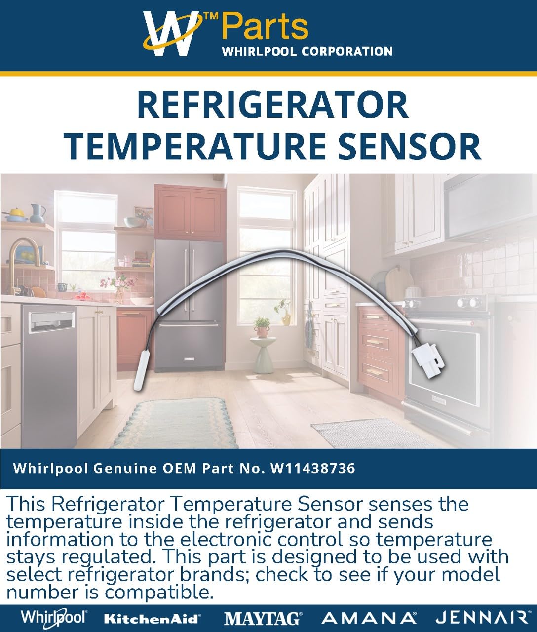 Whirlpool W11438736 Genuine OEM Refrigerator Temperature Sensor