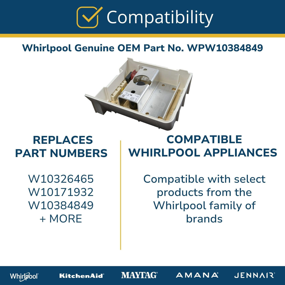 Whirlpool WPW10384849 Genuine OEM Washer Motor Control Board Replacement Part - Replaces W10326465, W10171932, and W10384849