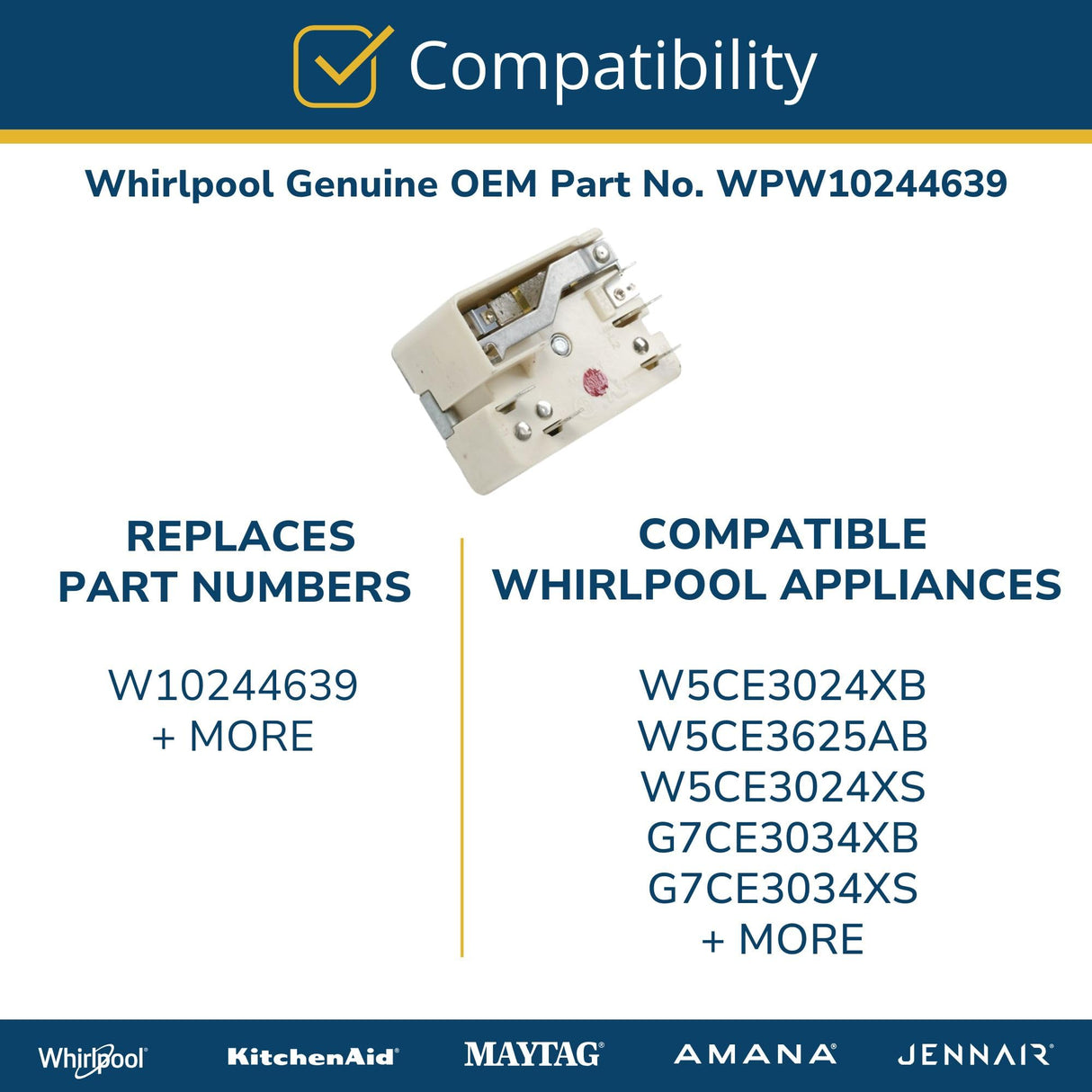 Whirlpool WPW10244639 Genuine OEM Range Surface Element Control Switch