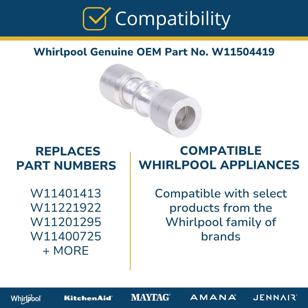 Whirlpool W11504419 OEM Refrigerator and Freezer Service Valve, Gray