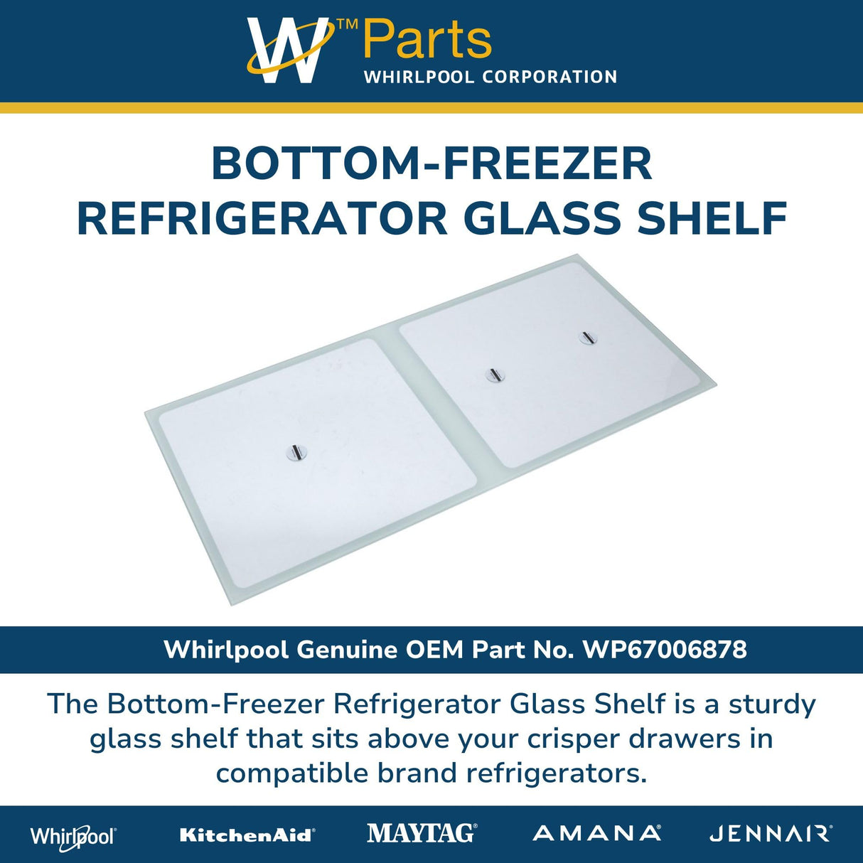 Bottom-Freezer Refrigerator Glass Shelf