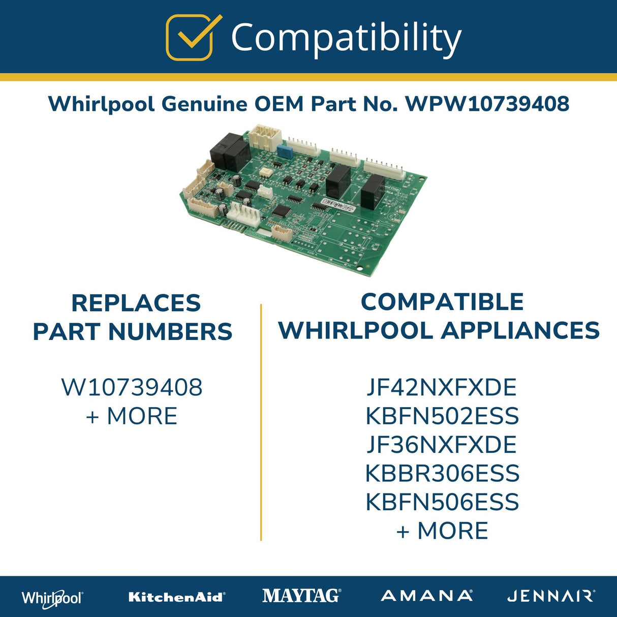 Whirlpool WPW10739408 Genuine OEM Refrigerator Main Control Board