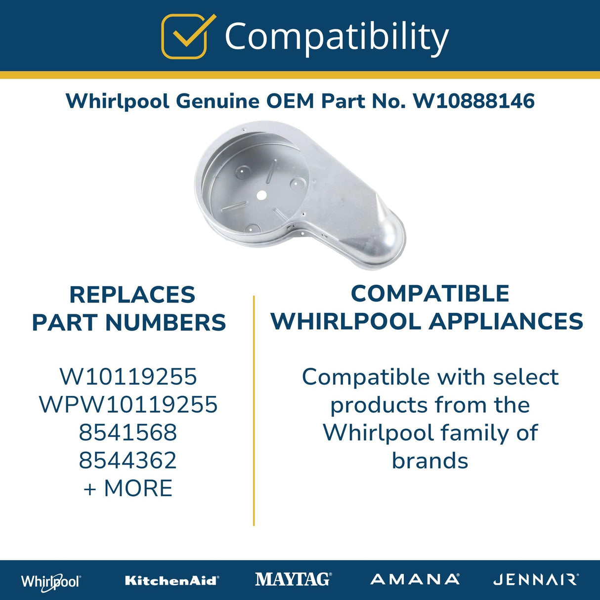 Whirlpool W10888146 Genuine OEM Dryer Blower Housing