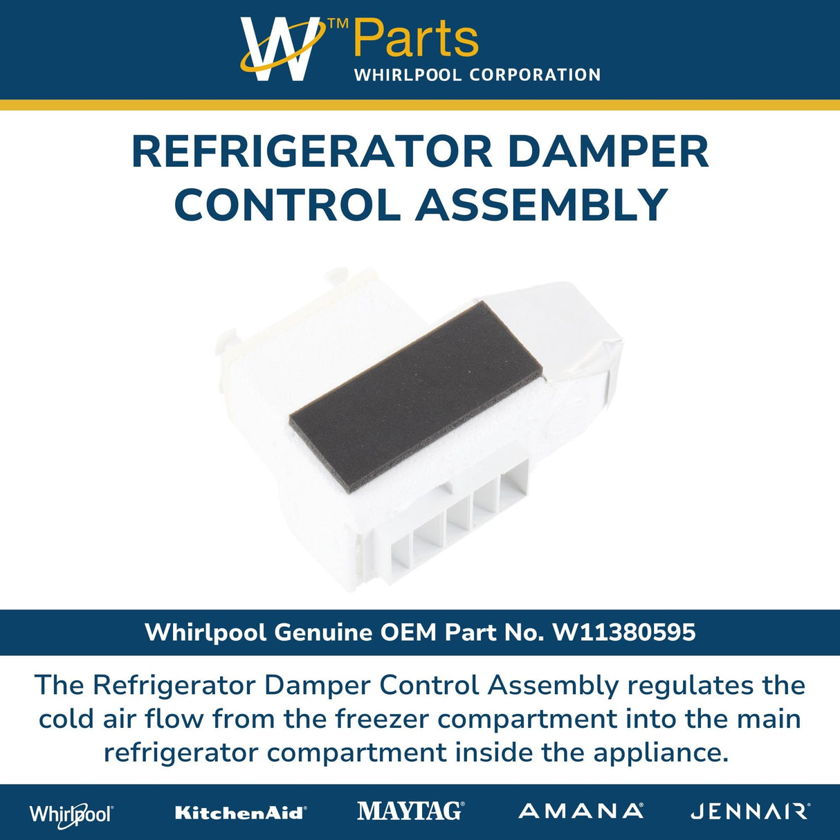 Whirlpool W11380595 Genuine OEM Refrigerator Damper Control Assembly