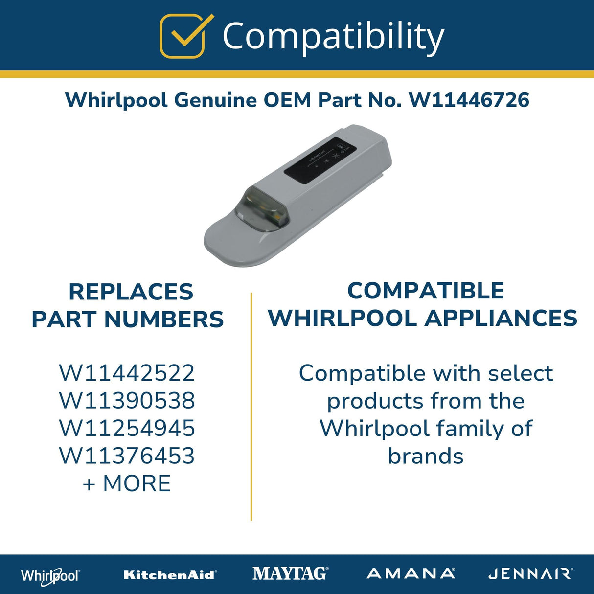 Whirlpool W11446726 Genuine OEM Refrigerator User Control and Display Board