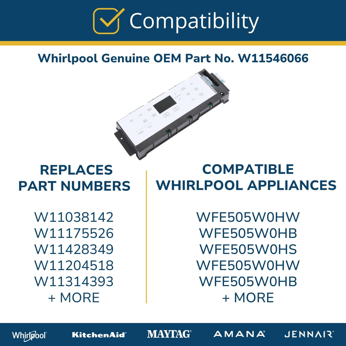 Whirlpool W11546066 Genuine OEM Oven Control Board
