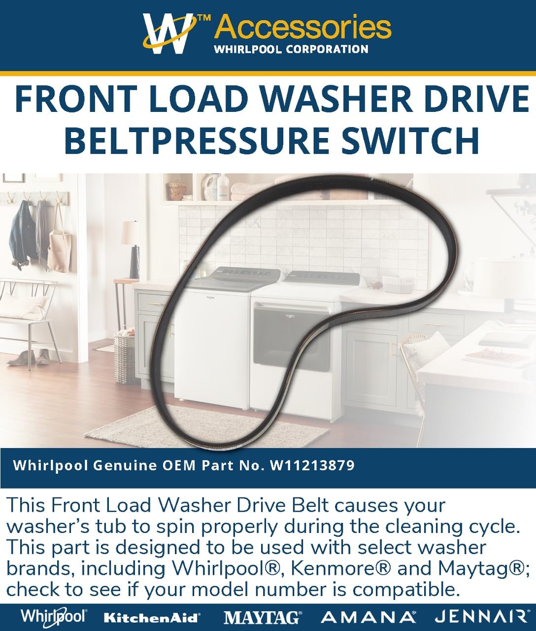 Whirlpool W11213879 Genuine OEM Front Load Washer Drive Belt