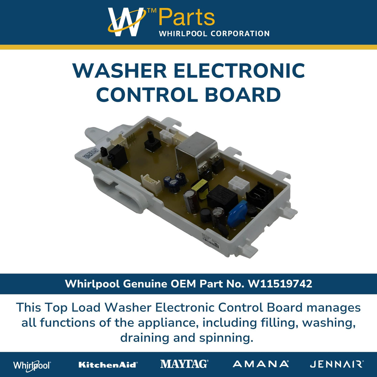 Whirlpool W11519742 OEM Washer Electronic Control Board