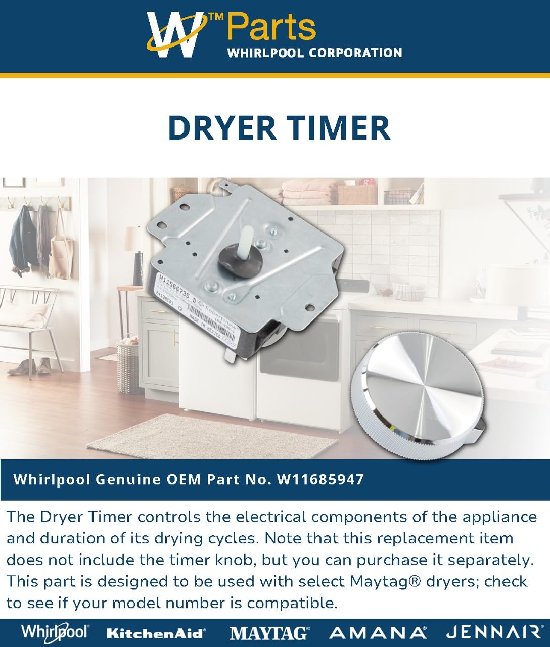 Whirlpool W11685947 OEM Dryer Timer