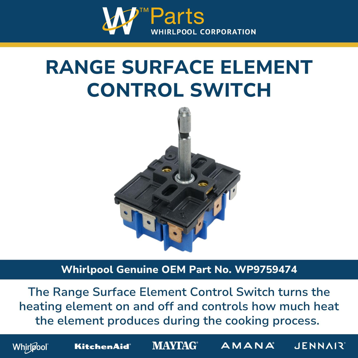 Whirlpool WP9759474 Genuine OEM Range Surface Element Control Switch
