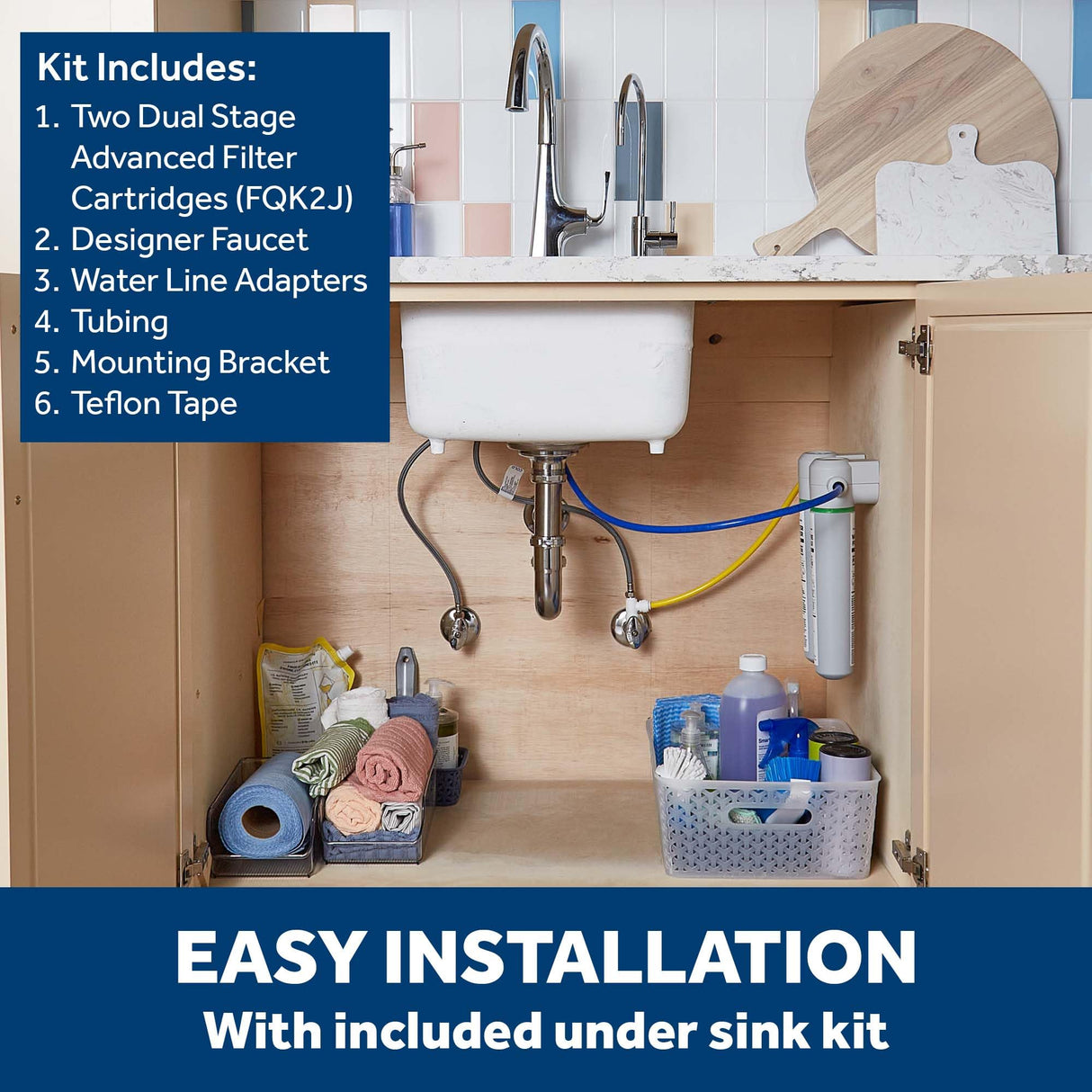 GE GXK255TBN Dual Stage Under Sink Water Filtration System with Faucet