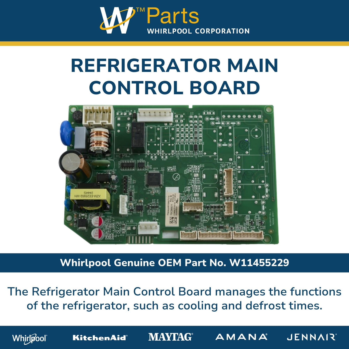 Whirlpool W11455229 Genuine OEM Refrigerator Main Control Board