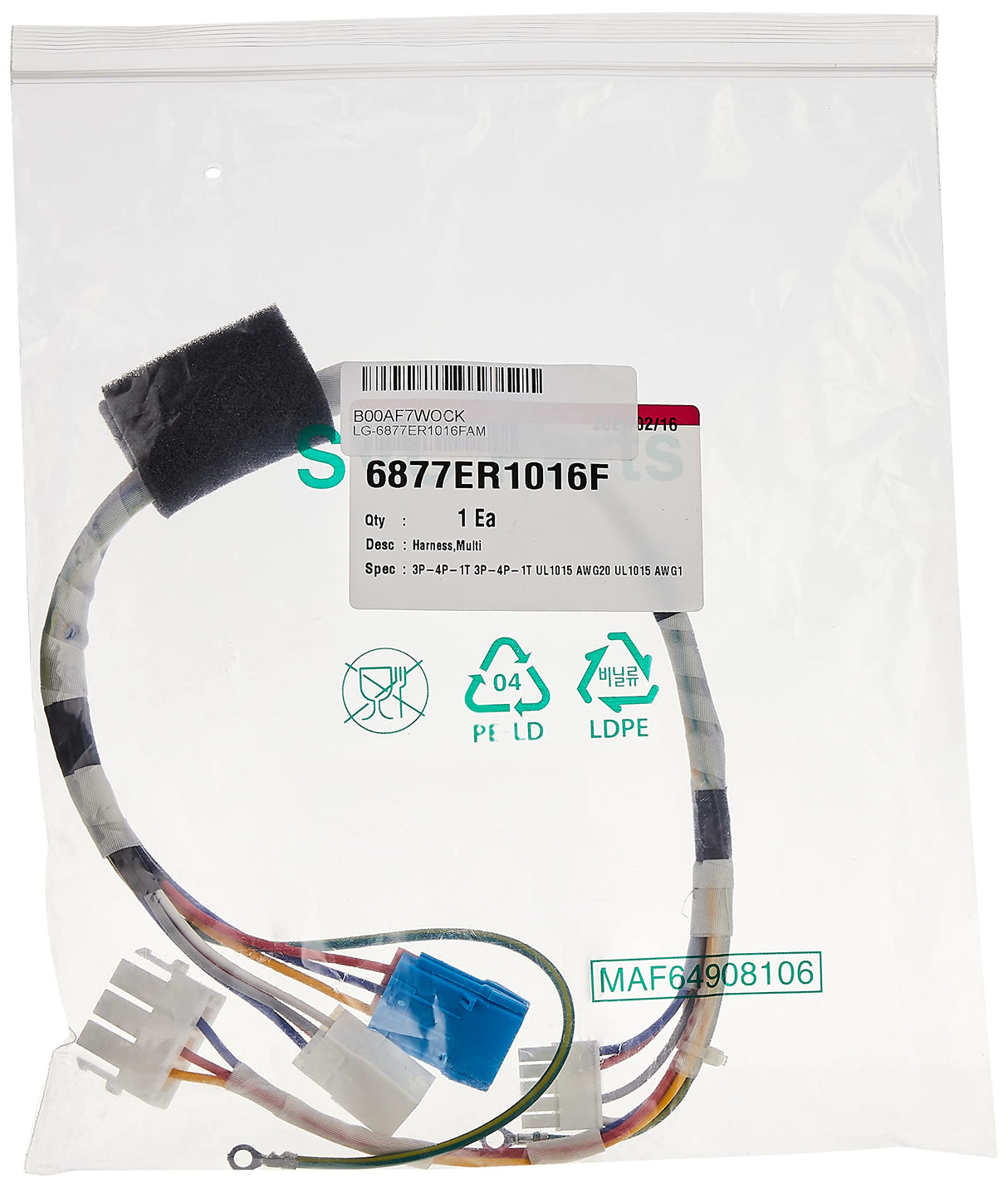 LG Electronics 6877ER1016F Washing Machine Multi-Wire Motor Harness