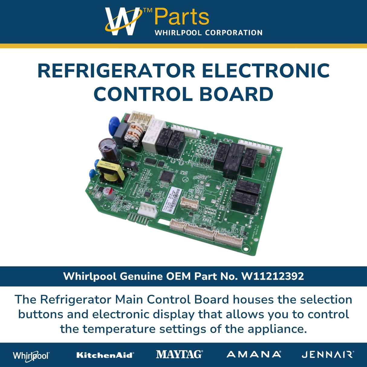 Whirlpool W11212392 Refrigerator Electronic Control Board (Replaces W11023172, W11265216) Genuine Original Equipment Manufacturer (OEM) Part