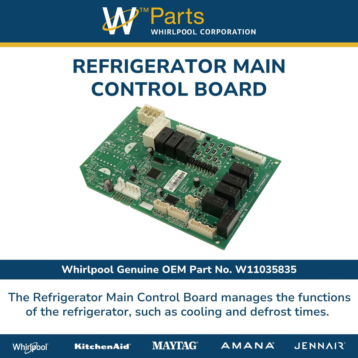Whirlpool W11035835 Genuine OEM Refrigerator Main Control Board Replacement Part