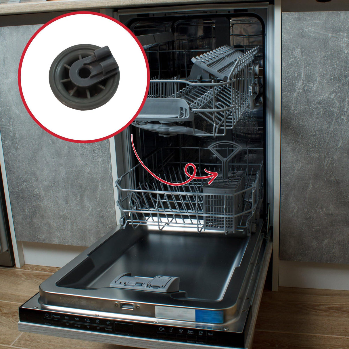 Bosch 00611475 Genuine OEM Lower Dishrack Roller (Gray) for Bosch Dishwashers